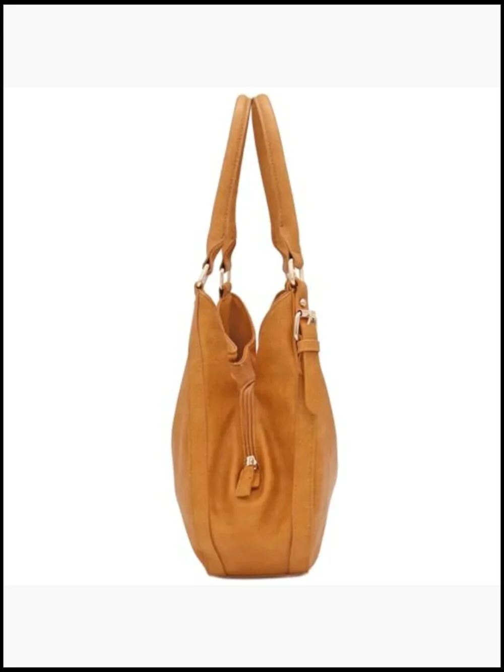 Faux Leather Medium Hobo Bag Lightweight 3 Compartment Gold Tone Hardware